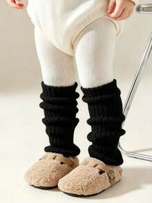 1 Pair Girls' Knitted Leg Warmers, Solid Color Ribbed Ruched Slouch Leg Warmers, Versatile Warm Leggings For Infants And Toddlers, Autumn/Winter Maillard Style, Multiple Fluorescent Colors Available - Multicolor - View 15