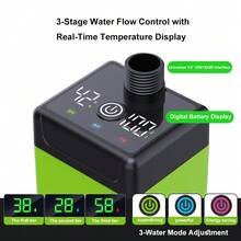 可攜式充電式蓮蓬頭套組,戶外洗澡淋浴泵,數位水溫顯示,3段式增壓蓮蓬頭,超長電池續航力 - 6000mAH水泵花灑套裝 - 查看 4