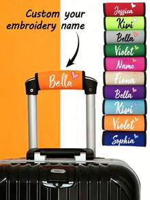 Customized Name Luggage Handle Cover, Personalized Embroidered Text Luggage Handle Cover, Personalized Luggage Handle Cover, Multifunctional - Multicolor - View 3