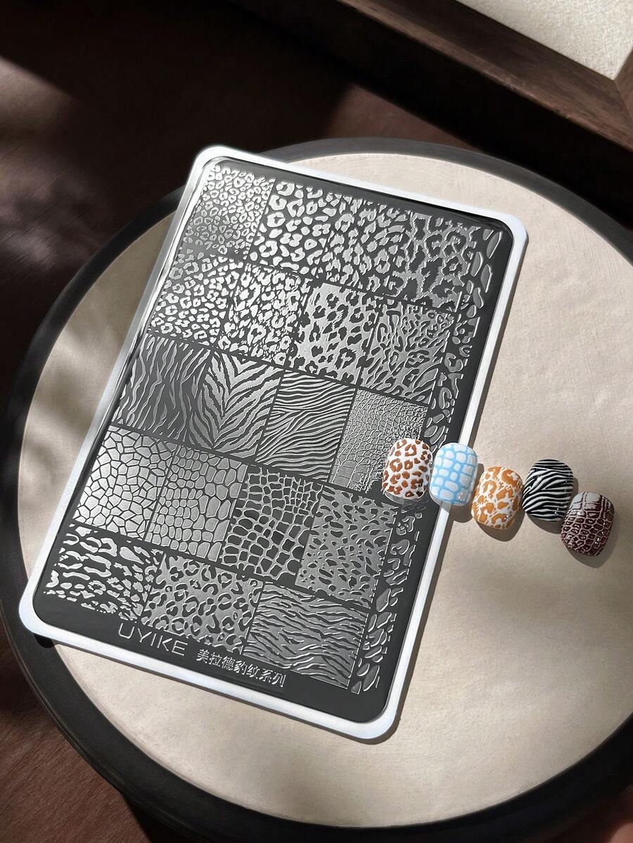 Maillard 豹紋美甲印花板附背板 法式紋理圖案美甲轉印印花工具 - 彩色 - 查看 1