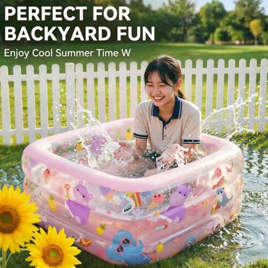 Cartoon Square Bathtub With Foot Pump, New Style Bathtub, Summer Outdoor Bathtub, All Seasons Use - Multicolor - View 1