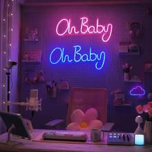 1個 LED 發光字母「Oh Baby」霓虹燈牆飾夜燈 懸掛式壁燈 電池/USB供電 浪漫仙女燈 居家節日派對生日主題場景氛圍燈 臥室客廳陽台裝飾 - oh baby霓虹燈 - 查看 4