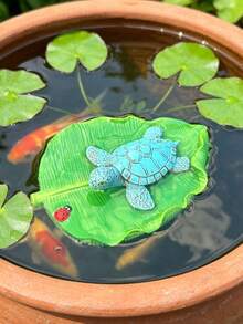 Unique Turtle & Crocodile Design, Floating On Banana Leaf, Mini Swimming Pool/Pond Garden Turtle & Crocodile Decor, Suitable For Garden, Pool, Pond, Fish Tank, Yard Decoration, Gift For Outdoor Garden Lovers - B - View 8
