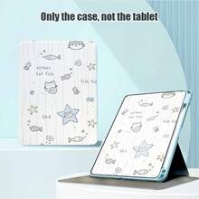 星星、貓、魚 UV 印刷平面圖案，磁吸式開關，智慧睡眠/喚醒，全覆蓋防震，720 度旋轉支架平板保護殼，附筆槽，相容於華為保護殼 /Matepad 11.5 2025/Matepad SE 11吋平板保護殼，榮耀平板保護殼/Honor9/10/X8A - 彩色 - 查看 1