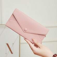 Fashionable New Women's Snap Button Long Slim Clutch Wallet, Minimalist Multi-Slot Soft Leather Card Holder - Multicolor - View 6