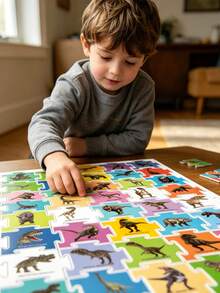 1pc Children's Paper Puzzle 40pcs Picture Cards Animal City Dinosaur Educational Early Learning Assembly Reading Study Book Suitable For Children 3+ Years Old Boys Girls Interactive Toy Christmas Gift - Multicolor - View 6