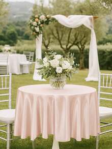1pc Rose Gold Satin Round Tablecloth, Solid Color Smooth Fabric Tablecloth, Wedding Tablecloth, Birthday Party Table Decor, Anniversary Celebration Table Decor, Elegant Banquet Event Decor Supplies, Wedding Decor, Home Decor, Room Decor, Kitchen Dining Room Decor, Restaurant Decor, Holiday Celebration Banquet Decor, Party Supplies, Party Favors - Rose Gold - View 10