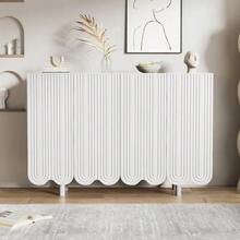 Sideboard, Teardrop-Shaped Sideboard With Molded Doors And Soft-Close Hinges - 白色 - 查看 4