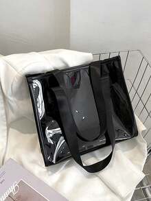 Colorful Shoulder Bag Tote, Transparent Laser Tote Bag, Fashion PVC Transparent Bag, Large Capacity Beach Tote Bag, Laser Shoulder Tote Bag, Reusable Transparent Shopping Bag, Portable Travel And Beach Bag, Perfect For Beach, Travel, Vacation, Swimming, Fitness, Cruise Vacation, Shopping, Commuting - Multicolor - View 14