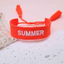 1件 SUMMER 字樣手鍊 波西米亞海灘度假風友誼手鍊 假期派對海邊旅行禮物手鍊 - 橘色 - 查看 2
