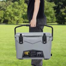 21-26 L Premium Kühlbox Tragbar - 5 Tage Kühlleistung Robuste Isolierbox mit Flaschenöffner & Ablassventil - Perfekt für Camping, Angeln & BBQ - 21L Grau - Übersicht 2