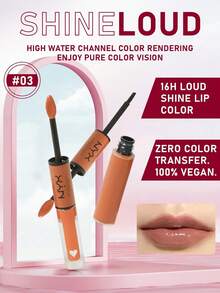 NYX Shine Loud 高光澤唇彩口紅 #Ambition Statement (柔和桃色) 6.8ml/0.24 Oz | 持久亮唇釉 | 防移染 | 極高反光、不黏膩妝效 | 不移位、不暈染、不褪色 | 輕盈 | 雙頭設計 - #03 - Ambition Statement - 查看 4