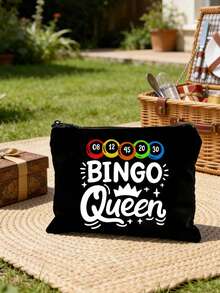 "Bingo" Buchstaben-Muster Reise-Kulturbeutel, Cartoon Spaß Multifunktionale Segeltuchtasche, Ladegerät Aufbewahrungstasche, Reise-Make-up Essential Tasche: Damen Reise-Essential Tasche, Unisex Reißverschluss Tasche, Kosmetik, Make-up und leichte Reise-Essentials, perfekt für Teenager, Geburtstag und Reise-Accessoires, Feiertagsgeschenk, Muttertagsgeschenk - Verschiedenfarbig - Übersicht 6
