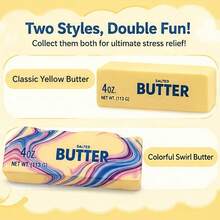 2Pcs-Realistic Butter + Swirl Youtiao Squishy Toys - Soft Stress Relief Finger Toys, Suitable For Teens/Adults/Children, Slow Rebound Sensory Stress Relief Toys - Multicolor - View 3