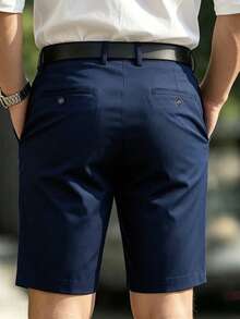 男士高爾夫休閒短褲，適合日常休閒出遊、高爾夫、健行、跑步及其他戶外運動 - 寶藍色 - 查看 3