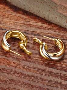 1 par de pendientes de aro de moda para mujeres, adecuados para fiestas, compromisos, aniversarios, regalos del Día de San Valentín - 1# - View 6