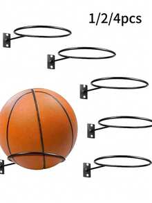 1/2/4pcs Wall Mounted Basketball Hoop, Iron Art, Basketball And Football Rack, Multi-Functional Ball Storage Rack, Storage Hanging Rack, For Home Room Living Room Office, Minimalist Iron Art Sports Ball Storage And Display Rack, Wall Decoration And Storage - Multicolor - View 11