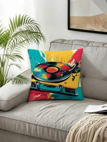 1pc/4pcs, Vintage Street, Pop Art, Colorful Record Player Throw Pillow Cover Suitable For Car, Farmhouse Home Decor, Bedroom Throw Pillow Cover, Living Room Sofa Throw Pillow Cover (Pillow Insert Not Included) 4pcs And 1pc Multiple Options - Multicolor - View 14