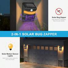 ENSSU 2合1太陽能驅蟲燈戶外燈，感應式戶外LED安全燈3種模式，滅蚊殺蠅器，紫色UV誘蟲燈，防水自動電擊蚊殺燈，適用於露台庭院居家花園露營的昆蟲蚊蠅捕捉燈 - 彩色 - 查看 5