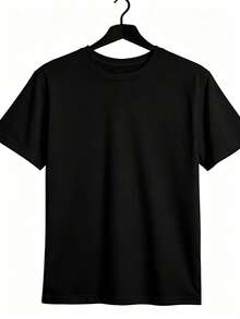 Women's Comfortable T-Shirt With Round Neck, Short Sleeve, Cotton Blend, Soft And Breathable, Casual Clothing For Spring And Summer, Urban Style - Hitam - View 2