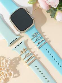4pcs 12 Zodiac Constellation Charms For Apple Watch Band, Shiny Rhinestone Metal Strap Decorative Loops Accessory Set, Gold & Silver - one-size - View 4