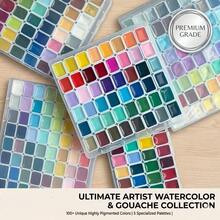 Professional 36/48/64 Colors Portable Solid Watercolor Paint Set With Transparent Palette Box For Painting, Calligraphy, DIY Crafts & Model Coloring - Perfect For Artists & Art Students - B - View 3