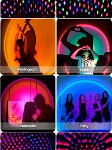 Lampu Senja dengan Kontrol Jarak Jauh 16 Warna, Colokan USB, Lampu Malam Proyektor yang Dapat Diputar 180°, Lampu Suasana Estetis untuk Dekorasi Kamar Tidur & Latar Belakang Selfie, Remote Membutuhkan 2 Baterai AAA (Tidak Termasuk) - sambungan universal baja RGB - View 3