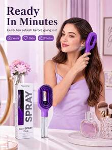 1pc Portable Spray Hair Comb, Multi Color Wet Dry Styling Brush With Built In Water Mist Bottle, Oval Airflow Brush Head And Smooth Comb Teeth, Anti Knot Hair Care Tool For Women Girls Curly Wavy Thick Hair, Home Travel Salon Use - Multicolor - View 6