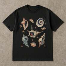 Classic Unisex Cotton T-Shirt With Vintage Cartoon Figure Design For Concerts - 黑色 4 - 查看 1