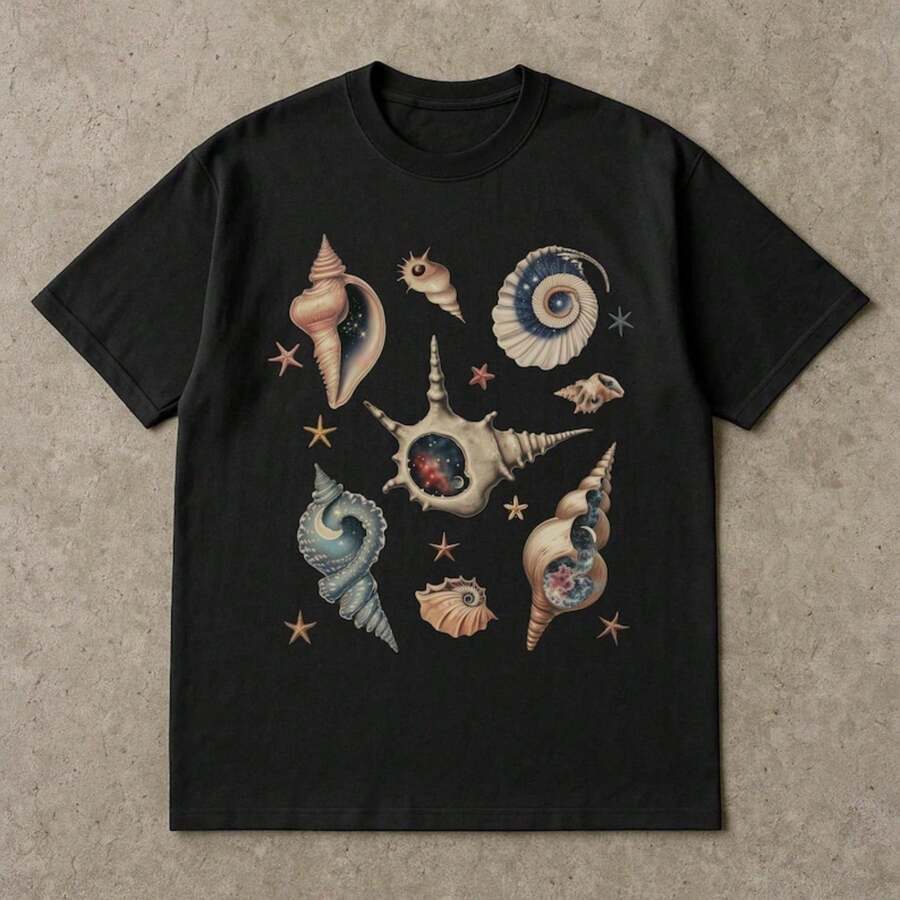 Classic Unisex Cotton T-Shirt With Vintage Cartoon Figure Design For Concerts - 黑色 4 - 查看 1