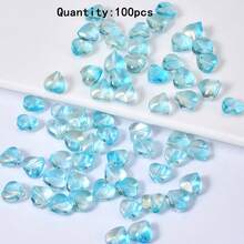 100顆 9mm 心形玻璃珠 DIY 手作串珠隔珠 項鍊耳環手鍊裝飾配件 - 彩色 - 查看 18