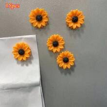 5/10/15 pièces Aimants de réfrigérateur tournesol, autocollants de réfrigérateur en résine vive, décoration essentielle de la cuisine et de la maison, décoration de chambre et accessoires de bureau, tableau blanc, aimants de réfrigérateur floraux - jaune - Voir 11
