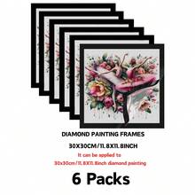 1 pièce Cadre de peinture de diamant magnétique, cadre de peinture de diamant sur canevas, cadre d'art de diamant doux auto-adhésif convenant pour les murs et les fenêtres - Noir - Voir 13