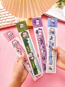 1 pieza/4 piezas/6 piezas/10 piezas Marcapáginas Magnético con Regla de Dibujo de Perro Westie de Dibujos Animados Lindo Regla Recta Papelería para Estudiantes - Multicolor - Ver 4