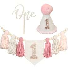 1pc/3pcs Handmade Bohemian Style Yarn Tassel Garland Banner, Birthday Party Set, High Chair Decor, Wall Hanging Decor, Home Decor - Multicolor - View 1
