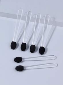 Juego de 52 piezas de aplicadores de esponja reutilizables para sombra de ojos & borlas de terciopelo triangulares para polvo, multiusos para maquillaje de ojos, fijación facial y cosméticos diarios - Negro - Ver 5