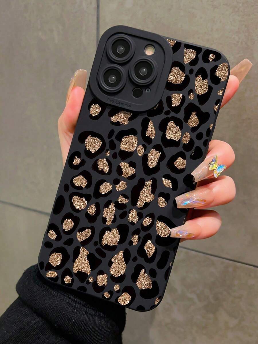 1 Stylish Phone Case (Lanyard And Stand Not Included). Luxury Leopard Print Magnetic Glitter Fashion Phone Case. Luxury Metallic Leopard Print Phone Case, Compatible With 15 Professional, Shockproof, Full Coverage, Compatible With 16/11/13 Pro/15 Pro/15/13 Professional, Compatible With 14/13/12. Spring Birthday Gift. - 多色 3 - 查看 1