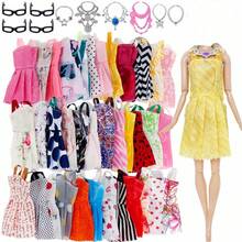 20pcs Girls Doll Holiday Gift Toy Accessories - Suitable For 30cm/11.5inch Dolls, Includes 10pcs Random Dresses, 6pcs Exquisite Necklaces, 4pcs Glasses - Suitable For 11.8inch Size Dolls! Can Be Used As Birthday Gifts, Home Decor. - Random Color Style - View 4