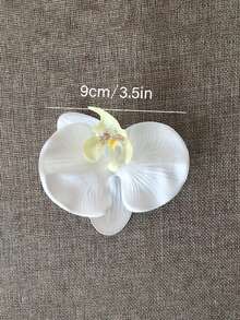 10/6入 白色蘭花蛋糕裝飾插卡，仿真花蛋糕裝飾，逼真觸感，適用於婚禮生日派對裝飾，DIY配件 - 白色 - 查看 4