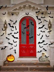 120piezas/60piezas/12piezas Murciélagos Negros 3D Decoraciones de Halloween – Pósteres de Pared Aterradores para Bar – Decoración de Halloween, Artículos Espeluznantes – Decoración del Hogar de Halloween, Recuerdos de Fiesta de Halloween, Pósteres de Pared Inquietantes – Adecuado para Decoración de Fiestas en Interiores y Exteriores, Decoraciones Aterradoras para el Hogar y Ventanas, Fácil de Despegar y Pegar (Sin Residuos), Pegatinas para Botes de Basura de Halloween, Decoración Espeluznante, Imprescindible para Entusiastas del Terror, Acentos de Halloween - A - Ver 9
