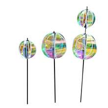 Bunte Laser-Garten-Boden-Dekorationkugel mit blendender farbiger Film-Rotation und farbiger reflektierender Kugel-Rotation, geeignet für Garten-Bodendekoration Outdoor, Feiertagsdekoration, Outdoor-Rasenparty und Landschaftsgestaltung - Regenbogenball - Übersicht 11