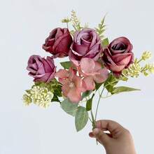 Artificial Rose Hydrangea Bouquet Spring Home Party Wedding Table Decoration Wedding Artificial Flower Arrangement Beautiful Gift Box, Diy Bouquet, Suitable For Wedding Arrangement Party Home Decoration - Multicolor - View 12