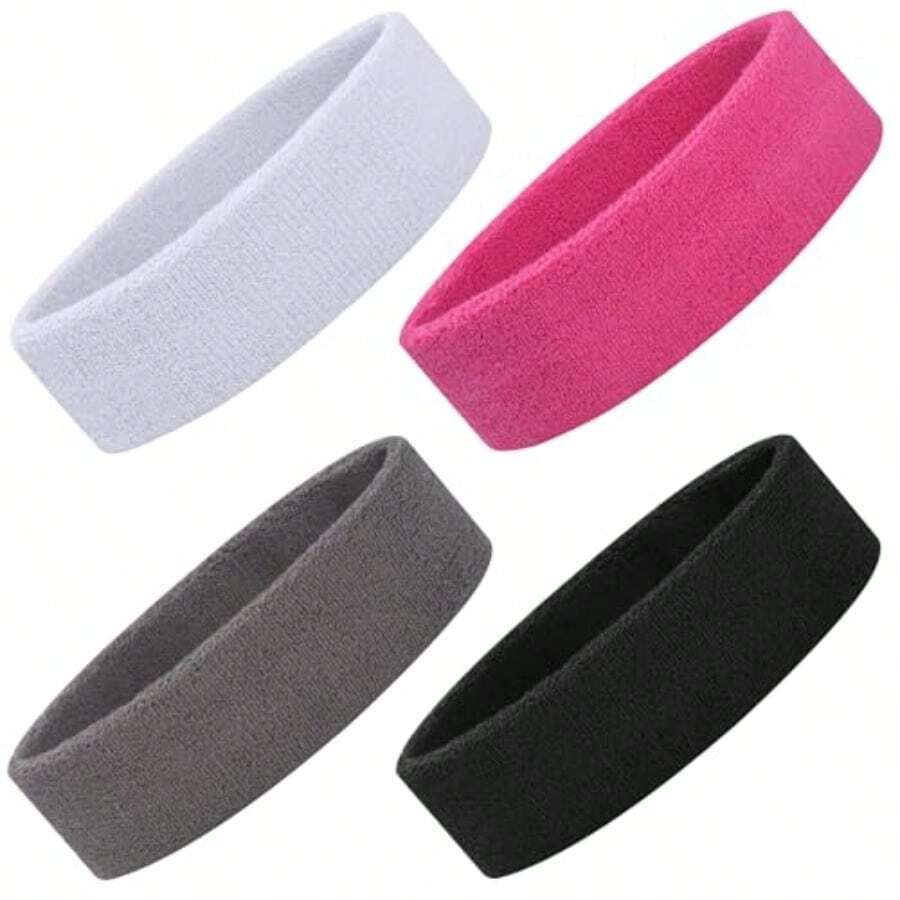 YQQ ONUPGO - Sports Headbands For Men And Women, 4 Moisture-Wicking Headbands For Tennis, Basketball, Soccer, Gymnastics, Training 1256 - 如圖所示 - 查看 1