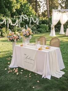 Personalized Custom Wedding Table Runner Linen Table Runner, Groom And Bride Reception Area Decor Banner, Elegant Fabric Sign, Anniversary, Boho - Multicolor - View 3