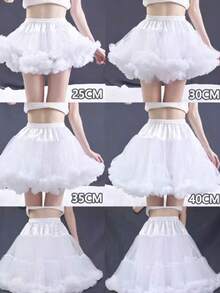 35cm 素色聚酯纖維雙層蓬鬆雲朵蘿莉塔襯裙 - 白色 - 查看 2