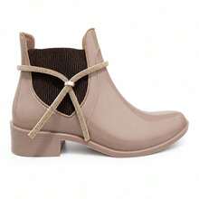 Women's Short-Shaft Rain Boot For Cold And Rain, Autumn/Winter Collection, New Release. - Bege-strass - View 5
