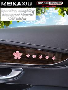 MEIKAXIU 1 Set Waterproof Beautiful Sparkling Flower Bling Bling Car Door Handle Covers, Interior Car Stickers, Small Decorative Stickers, Phone & Computer Stickers, Non-Paper Car Decals For Women - Golden Flowers - View 3