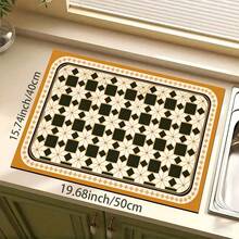1pc Symmetrical Design Diatomaceous Earth Drying Mat, Non-Slip Heat-Resistant Absorbent Pad, Suitable For Kitchen Countertop, Coffee Machine, Tableware, Home Cafe Bar Party Decor Placemat Gift - Multicolor - View 9