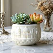 Cubulo 3D 聖彼得大教堂建築矽膠模具，詳細羅馬大教堂盆栽鑄造模具，DIY 多肉植物盆、環氧樹脂石膏蠟燭台，歐式復古家居裝飾與藝術禮品，1件裝 - 聖彼得大教堂 - 查看 6
