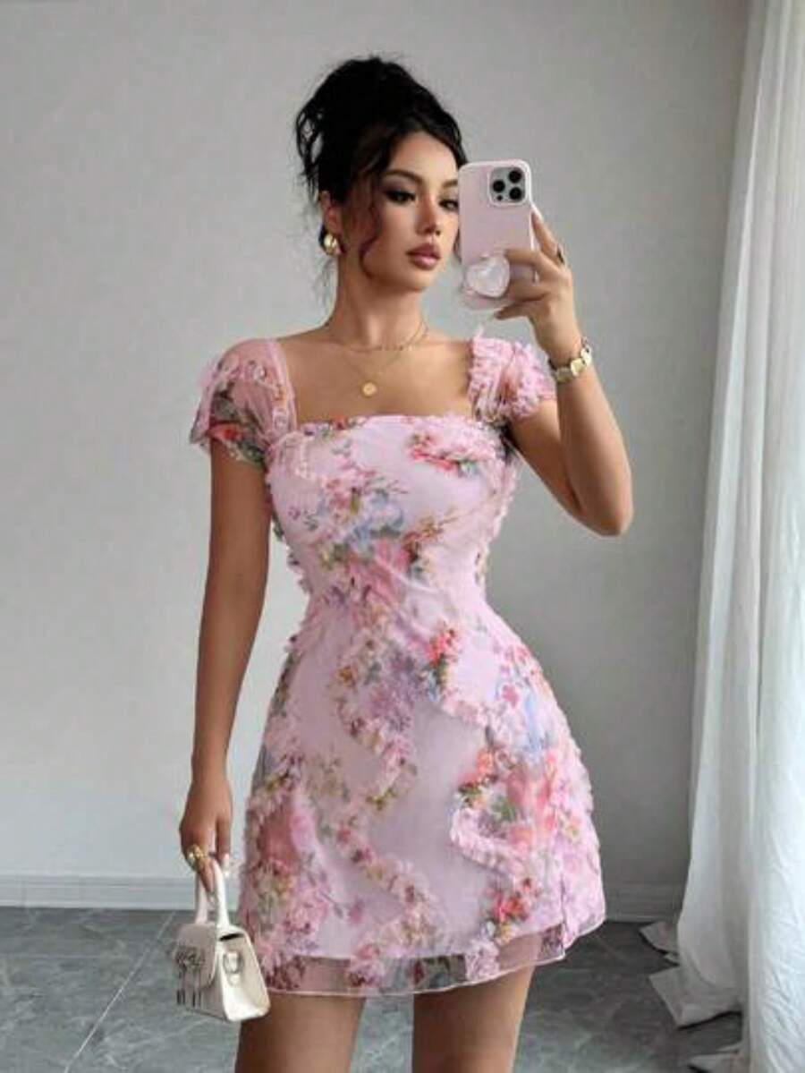 Vestido Colección de ropa femenina de moda Ropa femenina de moda Vestimenta femenina de moda Moda Mujer Nuevo vestido de tirantes ajustado co - Rosa - Ver 1